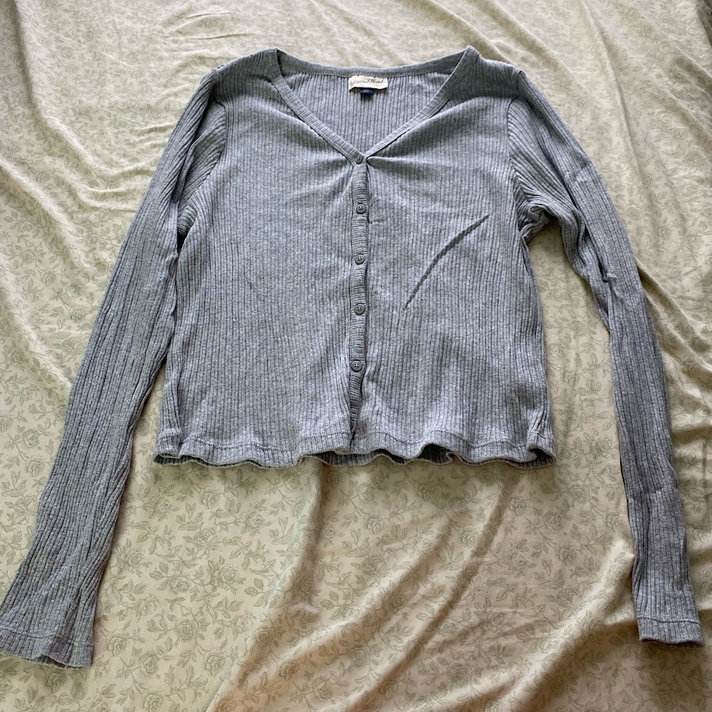 Grey button up long sleeve